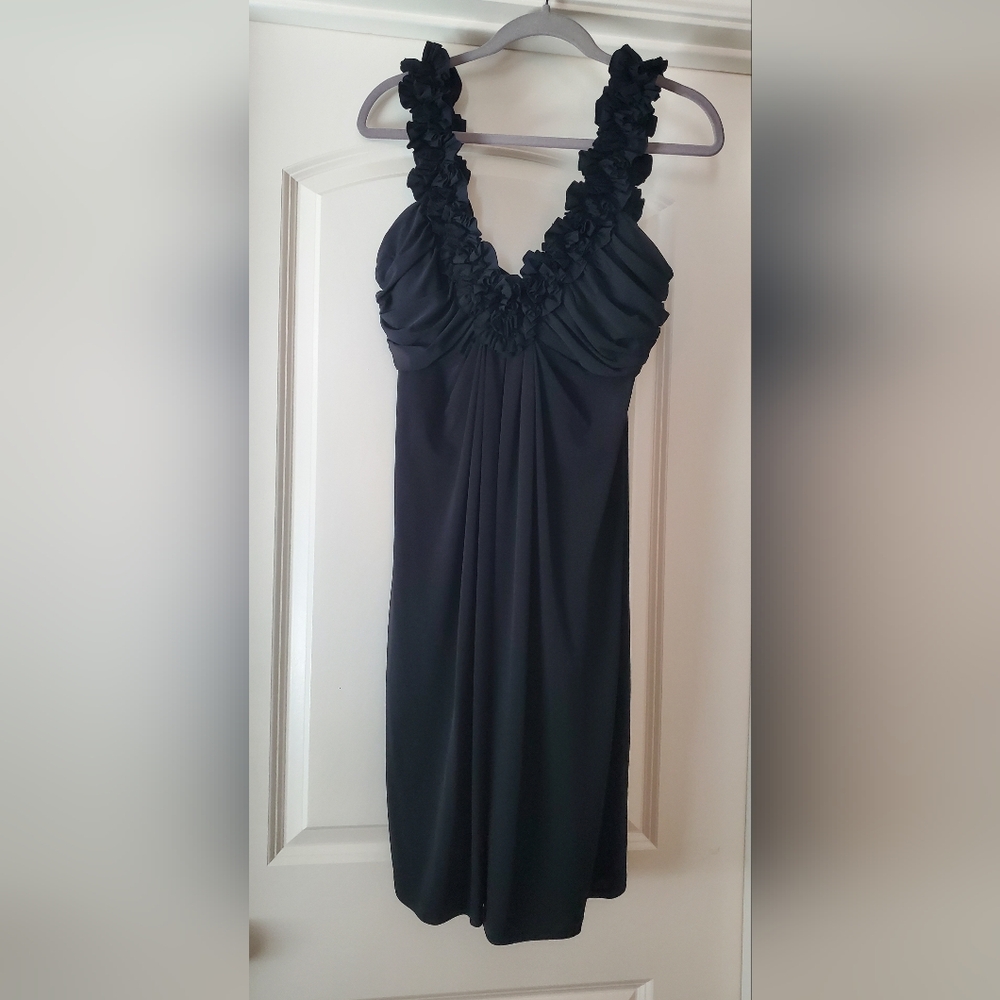 Elegant Black Ruffled Women's Dress